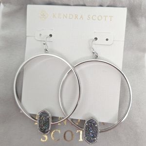 Kendra Scott Elora Silver Hoop Earrings Multi Drusy